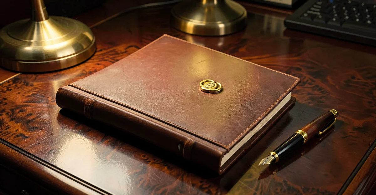 Leather policy binder with brass lock - security policy documentation