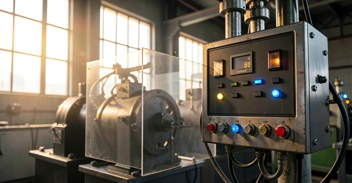 Industrial control panel with protective overlay - OT cybersecurity